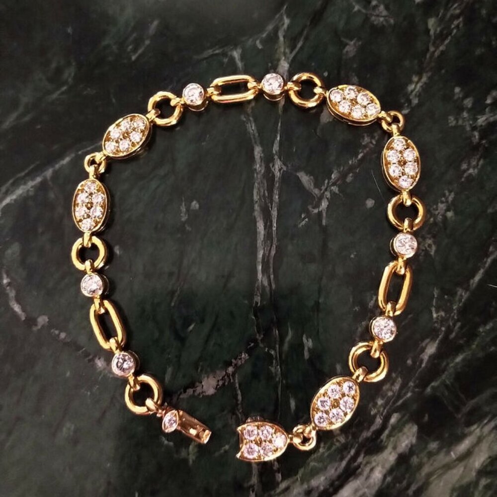 Tabbah Diamond 18K Gold Station Parisian Bracelet - Picture 3 of 13